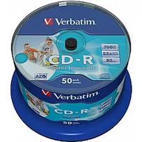 Verbatim  CD-R AZO Verbatim 700MB 1x- 52x Wide Printable non ID,50 Pack  Spindle 43438V