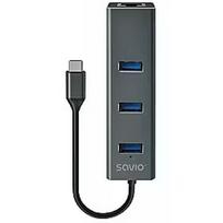 Savio USB Centrmezgls Savio 3-port USB-C 3.1 GEN 1 hub with RJ-45 Gigabit Ethernet AK-57