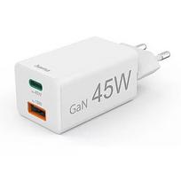 Hama ładowarka sieciowa mini GaN 45W PD/QC 1x USB-C, 1x USB-A biała 201993
