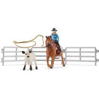 Schleich Farm World Team Roping with Cowgirl, play figure 42577
