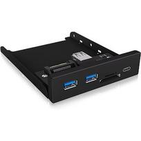 Raidsonic IB-HUB1417-i3, front panel (black, 1x USB Type-C, 2x USB Type-A, card reader) 60433