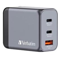 Verbatim GaN charger 65W, 1x USB-A, 2x USB-C (grey, PD 3.0, QC 3.0) 32201