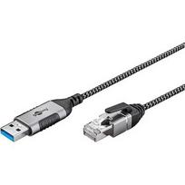 Goobay Ethernet adapter cable USB-A 3.2 Gen1 > RJ-45, Slim (black/gray, 2 meters) 74395
