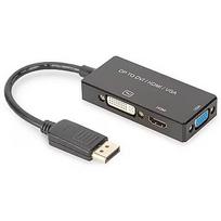 Assmann Adapter Cable Displayport 4K 30Hz / 1080p 60Hz Type DP / HDMI (UHD) + DVI-I + VGA (FHD) M / Z black 0,20m AK-340418-002-S