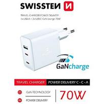 Swissten GaN Travel Charger 2 x USB-C / USB / 70W 22054100