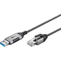Goobay Ethernet adapter cable USB-A 3.2 Gen1 > RJ-45 (black/grey, 5 meters) 74397