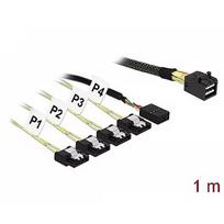 Delock Mini SAS HD SFF-8643 to 4 x SATA 7 Pin + Sideband, 1m 85732
