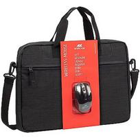 Rivacase Regent Laptop bag + Wireless mouse, 15.6", Black 8038