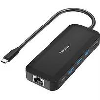 Hama Hama Classic Line USB-C hub, multiport, 6 ports, USB-A, USB-C, HDMI, LAN/Ethernet, black - Adapter 00300080