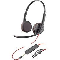 Hewlett Packard Poly Blackwire 3225 Stereo USB-C Headset +3.5mm Plug+ USB-A (Bulk) 8X229A6