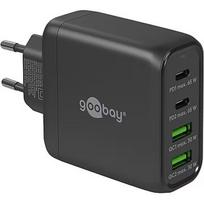 Goobay USB-C multiport quick charger, PD, GaN, 68 watts (black, 2x USB-C, 2x USB-A, Power Delivery, QuickCharge) 64817