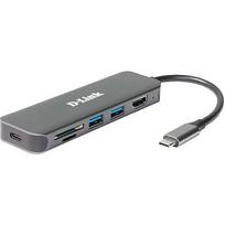 D-Link DUB-2327 USB-Hub mit HDMI, Kartenleser und Ladefunktion 1x USB-C mit PD, 2x USB-A 3.0, 1x HDMI 1.4, 1x microSD Slot, 1x SD Card Slot DUB-2327