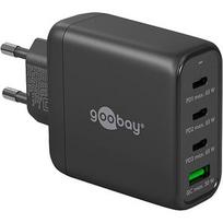Goobay USB-C multiport quick charger, PD, GaN, 68 watts (black, 3x USB-C, 1x USB-A, Power Delivery, QuickCharge) 64819