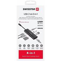 Swissten 8in1 USB-C Hub Aluminium USB-C 100W / HDMI 4K / LAN RJ45 / 2x USB-A / USB-C / SD / MICRO SD 44040203