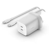 Belkin 65W DUAL USB C GAN CHARGER 2M C C 100W CABLE WCH013VF2MWH-B6