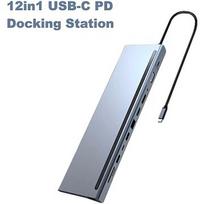 RoGer MST Docking Station 12in1 PD Docking Station for Laptop USB-C to HDMI / DisplayPort / VGA / USB-C PD / 3x USB / Audio / LAN / SD / TF RO-DOCK12IN1PD
