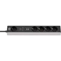 Brennenstuhl Extension lead 5-way with USB C Power Delivery for fast charging, 1.5m, Black/Gray 1159780615