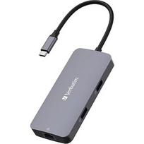 Verbatim USB-C Pro multiport hub CMH-05, 5 port, docking station (grey, HDMI, RJ-45, 2x USB-A, USB-C PD) 32150