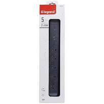 Legrand Extension cord 5x2PZ + USB A/C 1,5m black 049429