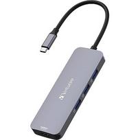 Verbatim USB-C Pro multiport hub CMH-08, 8 port, docking station (grey, 2x HDMI, 3x USB-A, USB-C PD, SD, microSD) 32151