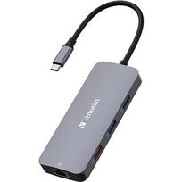 Verbatim USB-C Pro multiport hub CMH-09, 9 port, docking station (grey, HDMI, RJ-45, 3x USB-A, 2x USB-C, PD, SD, microSD) 32152