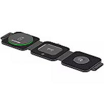 Canyon WS-305, Foldable 3in1 Wireless charger with case, touch button for Running water light, Input 9V/2A,  12V/1.5AOutput 15W/10W/7.5W/5W, Type c to USB-A cable length 1.2m, with charger QC 18W EU plug, Fold size: 97.8*72.4*25.2mm. Unfold size: 272 CNS-WCS305B
