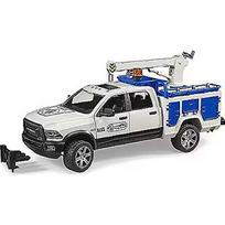 Bruder RAM 2500 service truck with crane and rotating beacon, model vehicle 02509