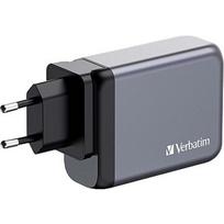 Verbatim GaN charger 100W, 1x USB-A, 3x USB-C (grey, PD 3.0, QC 3.0) 32202