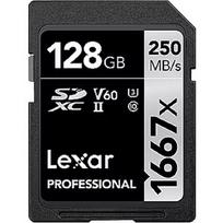 Lexar 128GB Professional 1667x SDXC UHS-II cards, up to 250MB/s read 90MB/s write C10 V60 U3 LSD128CB1667