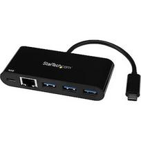 Startech USB-C ADAPTER TO ETHERNET W/3PORT USB 3.0 HUB + PS US1GC303APD