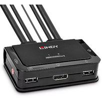 Lindy 2 Port DisplayPort 1.2, USB 2.0 & Audio Cable KVM Switch, KVM Switch (black) 42344