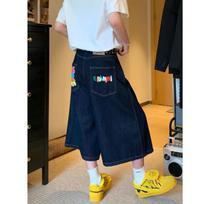 Retro Jeans Y2K Men Women Harajuku Hip Hop Gothic Retro Pocket Embroidered Blue Baggy Jeans Low Waist Wide Leg Trousers XXL tamsiai mėlyna spalva