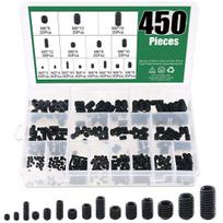 450Pcs black carbon steel concave end inner hexagon setting screw set M3M4M5M6M8 inner hexagon machine rice box 450pcs