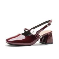 Odiniai 6CM Sandalai Moterims Mary Jane Pasakų Stiliaus Vasariniai Vidutinio Kulno Prancūziški Viengubos Juostelės Storas Kulnas Trumpi Batai 35