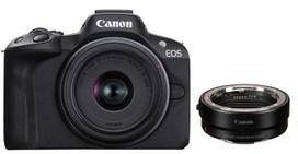 Skaitmeninis fotoaparatas Canon EOS R50 + RF-S 18-45mm f/4.5-6.3 IS STM + Mount Adapter EF-EOS R (Black)