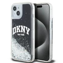 DKNY Apple iPhone 15 dėklas su blizgučiais ir dideliu logotipu, juodas