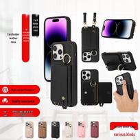Leather Wrist Strap Phone Case with Card Holder for Apple 15 Pro/16 Pro Max/SE4 iPhone 14 Pro Max juoda