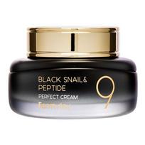 Farm Stay Black Snail & Peptide 9 Perfect Cream 55ml – Raukšlių mažinimas ir odos stangrinimas su sraigių gleivėmis ir peptidais, Korėjietiškas