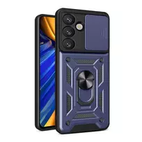 Hybrid Armor Camshield su Stand and Camera dėklas skirtas Samsung Galaxy S25 Edge – Blue