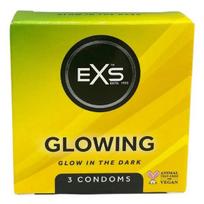 EXS Condoms Glowing, 3 vnt. Tamsoje šviečiantys prezervatyvai