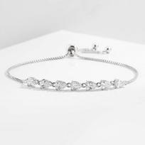 ZAKOL Fashion Water Drop Zircon Charm Adjustable Chain Bracelet Three Plating Colors Bride's Wedding Bracelet Party Zircon balta