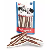 Kiddog Beef Sandwich jautienos ir menkės juostelės, skanėstai šunims; 80g, 500g