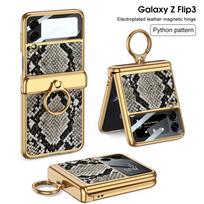 For Samsung Galaxy Z Flip 3 4 5 6 Case Ultra-thin Screen Protection Coque Fundas Luxury Leather With Ring Plating Magnetic Cover For Galaxy Z Flip 4