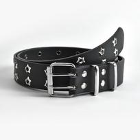 Korean Style Cutout Punk Leather Belt with Star Eyelet Decoration for Women 110cm x 3.3cm juoda