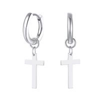 Nerūdijančio plieno auskaras su kryžiaus pakabuku vaikinams vyrams, su cirkoniu