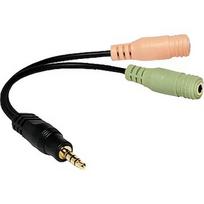 Logilink Audio jack adapter, 4-pin, 3.5 mm stereo male to 2x 3.5mm female Black, 0.15 m CA0021
