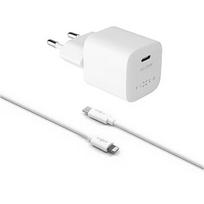 Fixed Mini USB-C Travel Charger USB-C/Lightning Cable Fast charging, White, 20 W FIXC20M-CL-WH