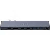 Canyon DS-8 Multiport Docking Station with 8 port, 1*Type C PD100W+2*Type C data+2*HDMI+2*USB3.0+1*Audio. Input 100-240V, Output USB-C PD100W&USB-A 5V/1A, Aluminium alloy, Space gray, 135*48*10mm, 0.056kg CNS-TDS08DG