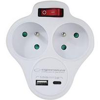 Esperanza ELK311W Electrical splitter 2 GN. USB-C USB-A ON. White ELK311W