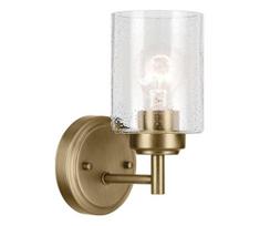 Kichler KL-WINSLOW-1W-NBR - Sieninis šviestuvas WINSLOW 1xE27/60W/230V žalvaris